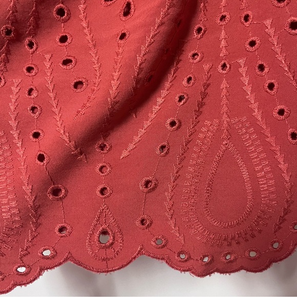 Torrid Eyelet Pintuck Detail Top Plus SZ 5X Burnt Orange Feminine Boho Festival - Picture 9 of 16